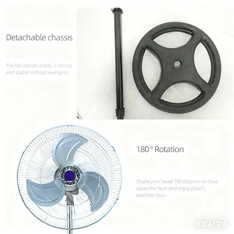 مروحة أرضية مقاس 18 بوصة، تدفق هواء قوي، زاوية واسعة، مروحة كهربائية صناعية هادئة، طاقة عالية لمستودع المكاتب المنزلية