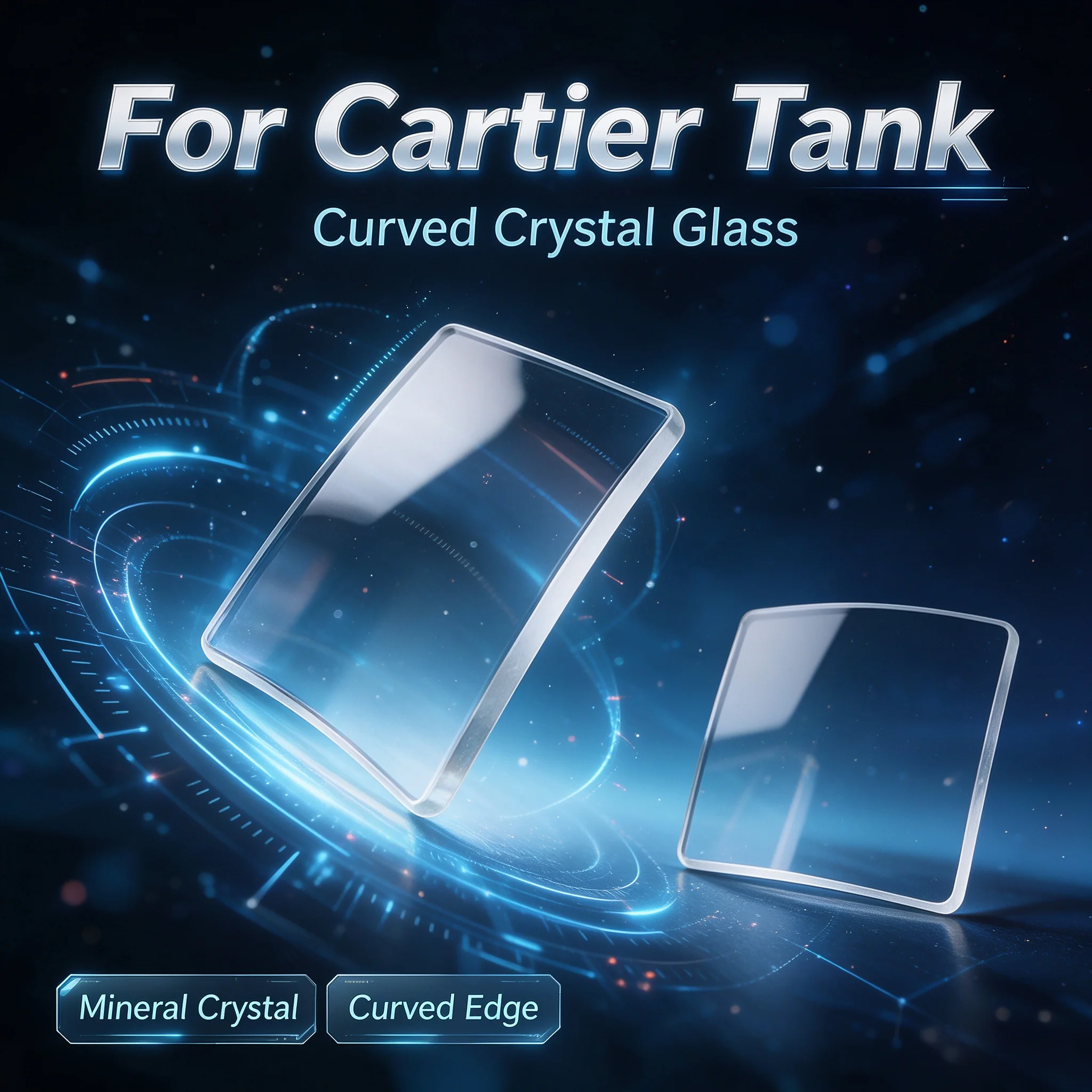 Single Bridge Mineral Watch Glass Crystal For Cartier Tank Series Watch Mirror Replacement Lens Multiple Sizes watch Accessories