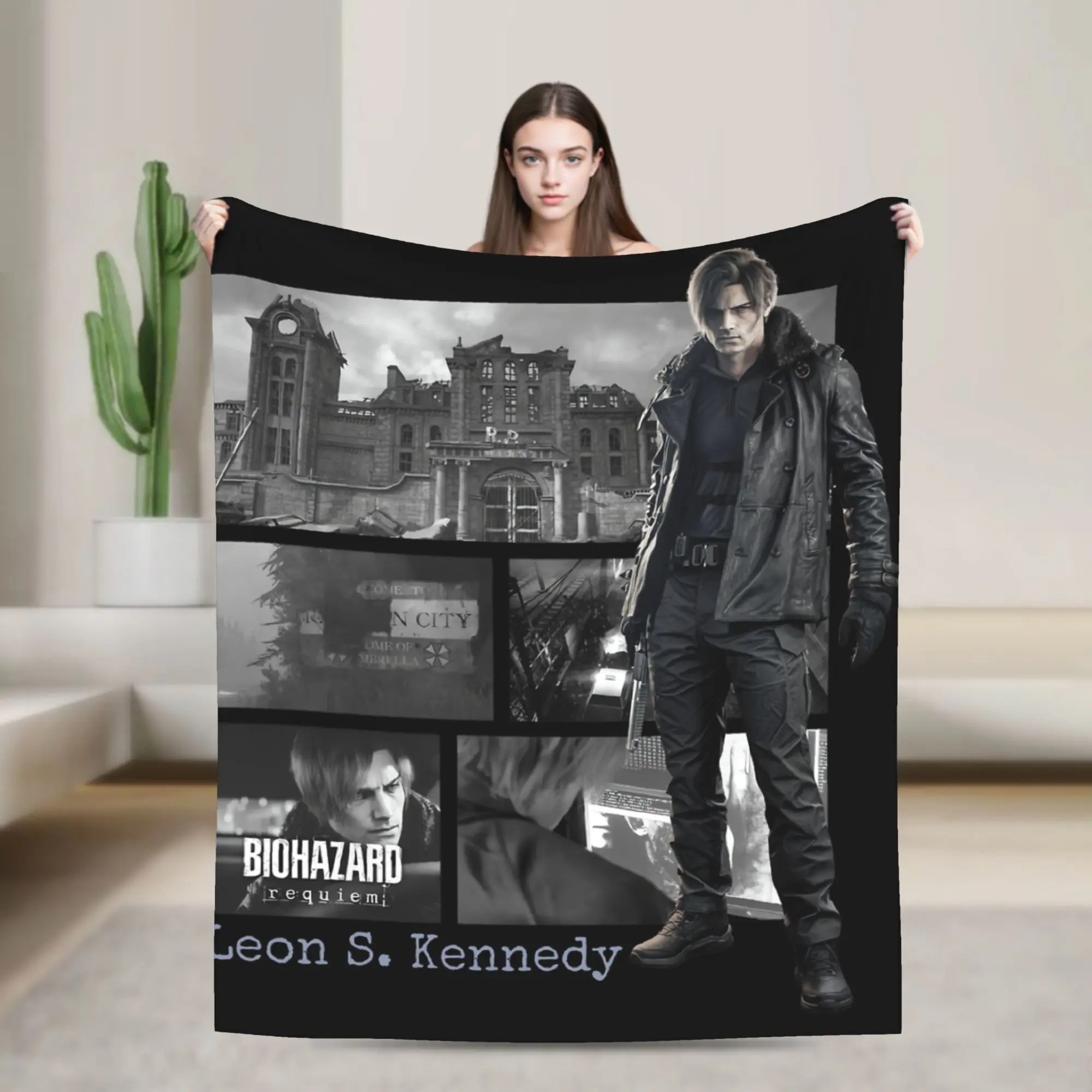 Residents Evils Requiem Leon S Kennedy Blankets Flannel Print   Multifunction Warm Throw Blanket for Bed Office Bedspreads