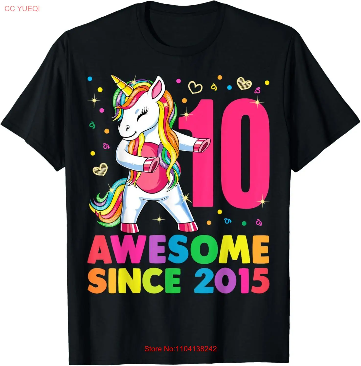 10 Years Old Unicorn Flossing 10th Birthday Girl Gift Party T-Shirt Hoodie