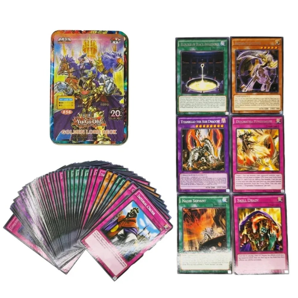 

Yu Gi Oh Cards GOLDEN LORD DECK Card Deck English TCG Holographic Golden White Dragon Duel Game Collection Card with Tin Box