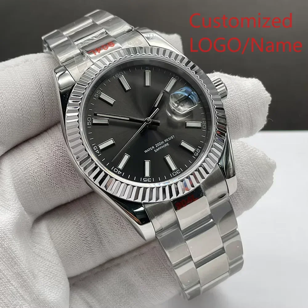 럭셔리 자동 시계 비즈니스 기계식 남성 손목시계 스테인리스 스틸 블랙 블루 사파이어 남성용 시계 맞춤형