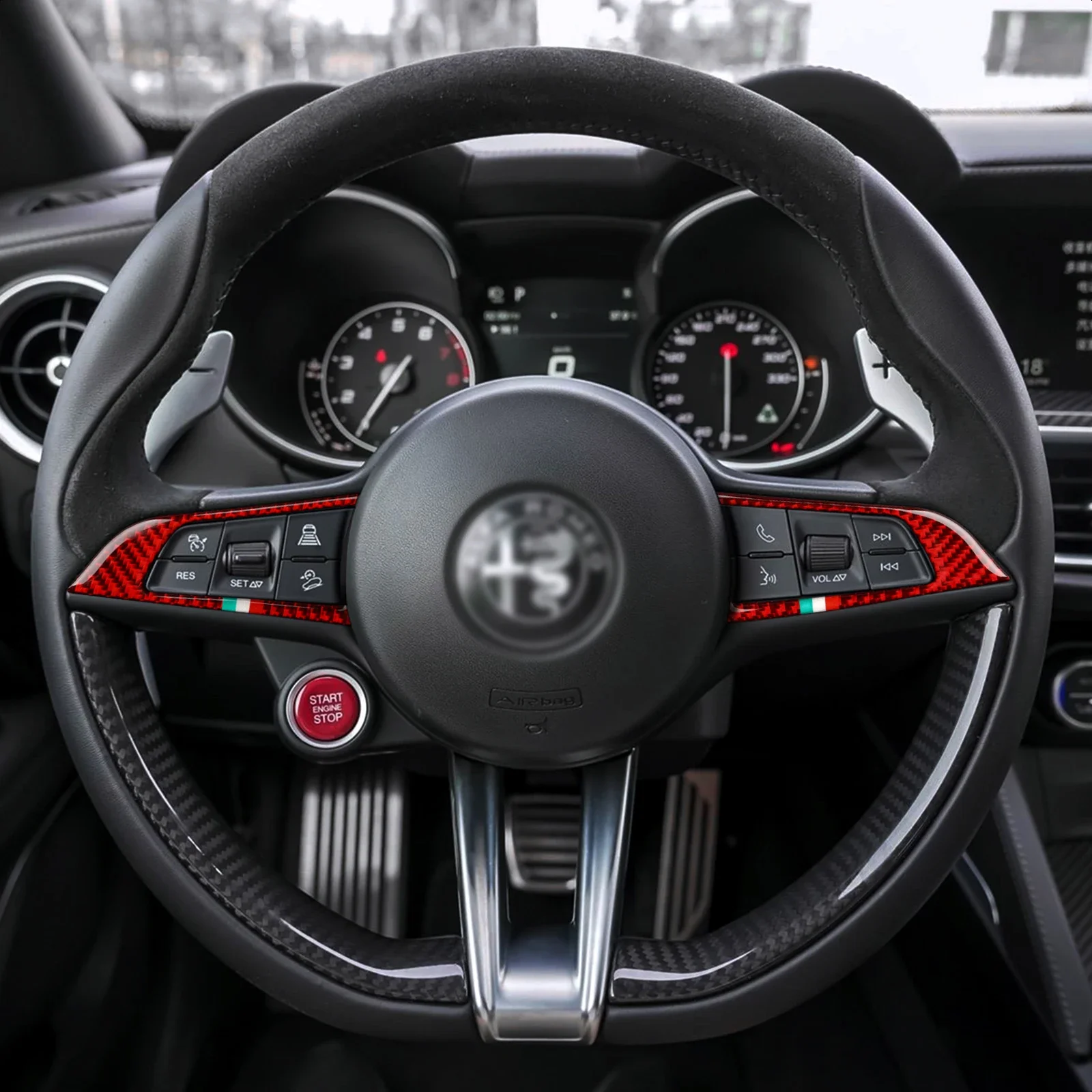 Suitable for Alfa Romeo Giulia 952 Stelvio 949 2017-2019 Automotive Steering Wheel Cover Decal Carbon Fiber Decal Interior