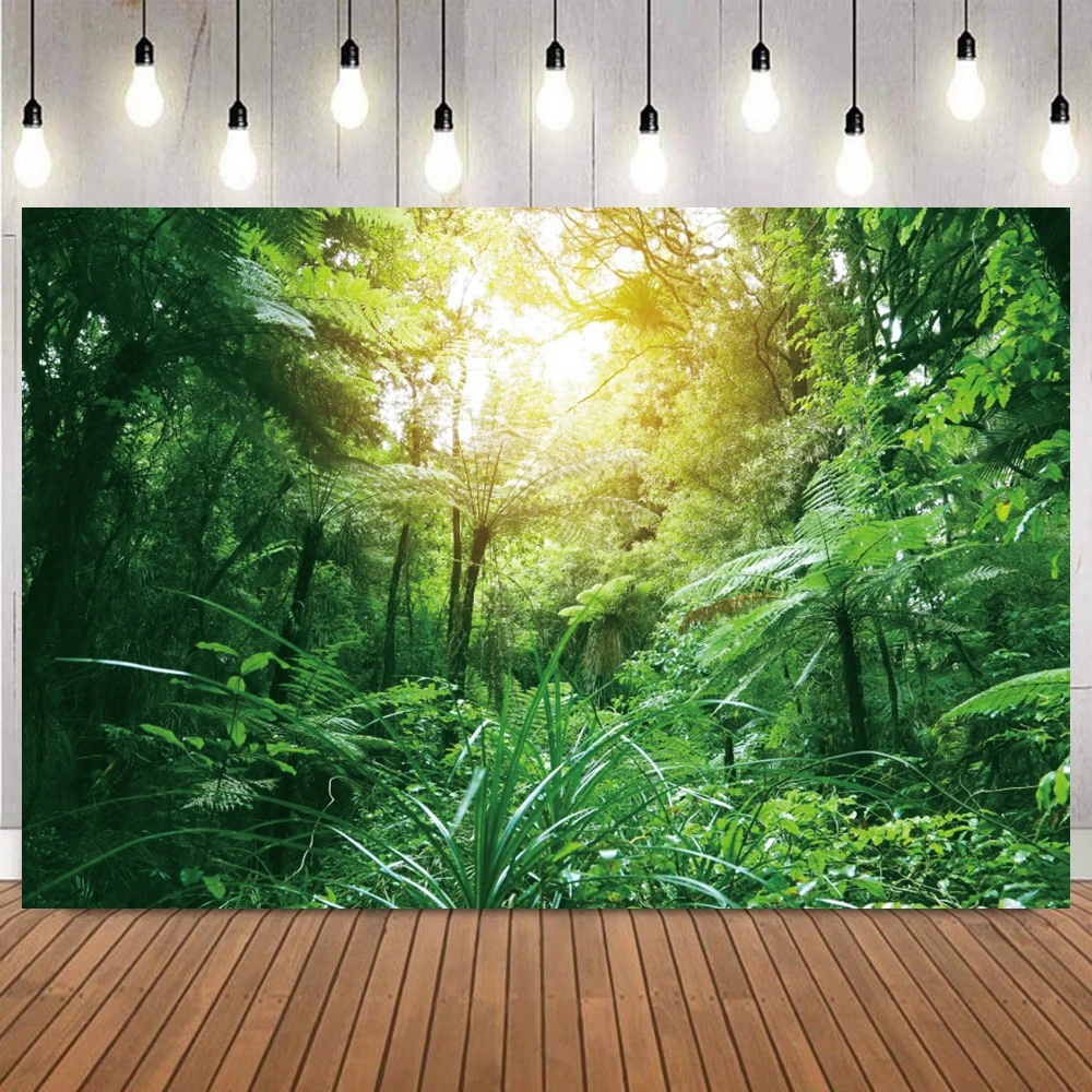 Sunlit Jungle Path Photography Background Nature Landscape Camping Adventure Home Decor Portrait Shooting Shower Photo Backdrop