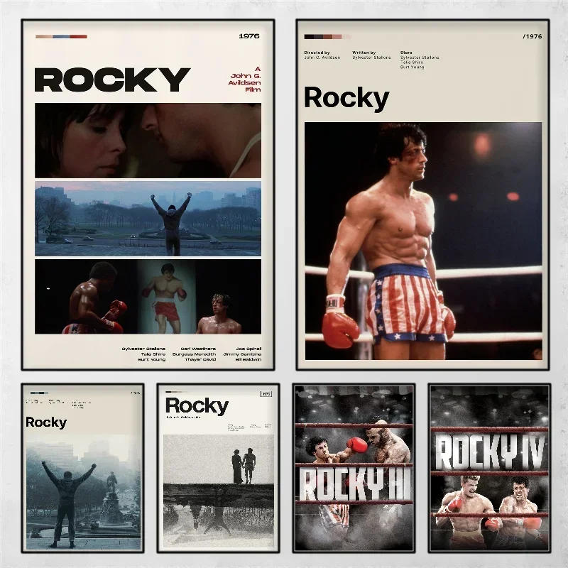 1pc Rocky Balboa Poster Self-adhesive Art Waterproof Paper Sticker Coffee House Bar Room Wall Decor