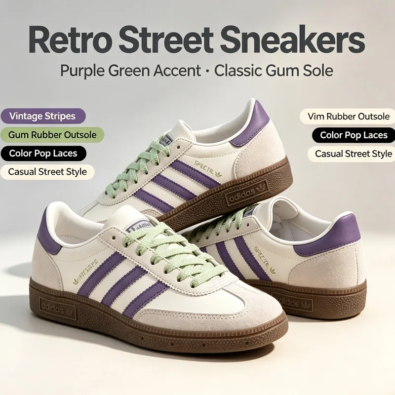Adidas Originals Handball Spezial Low Top Leather Suede Three Stripes Gum Rubber Sole Skate Sneakers JR4499