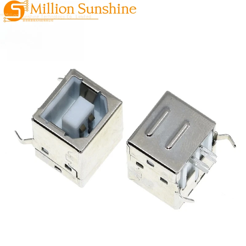 10Pcs Square USB socket usb B Type Female 90 degree PCB welding parent Connector For Printer Data