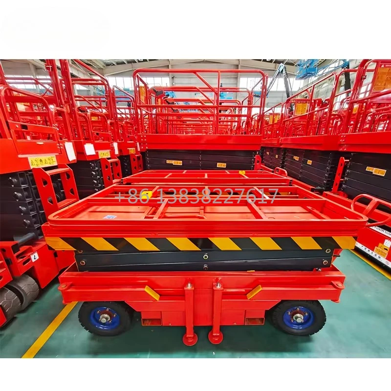 Durable Multi-Purpose Mobile Scissor Lift Table 8-14m Solid Rubber Tires Hydraulic Self-Propelled Large Load Optional Height