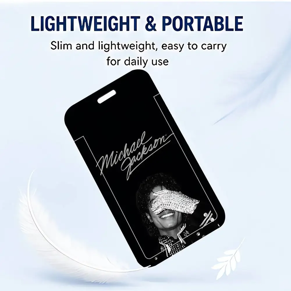 Singer M-Michael J-Jackson ID Badge Holder Neck Strap Pendant Door Card Holders Lanyards Credential Holder, Durable PVC Material