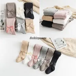 Children Tight Newborn Bowknot Tights Cotton Baby Girls Pantyhose Kids Infant Knitted Collant Tights Toddler Infant