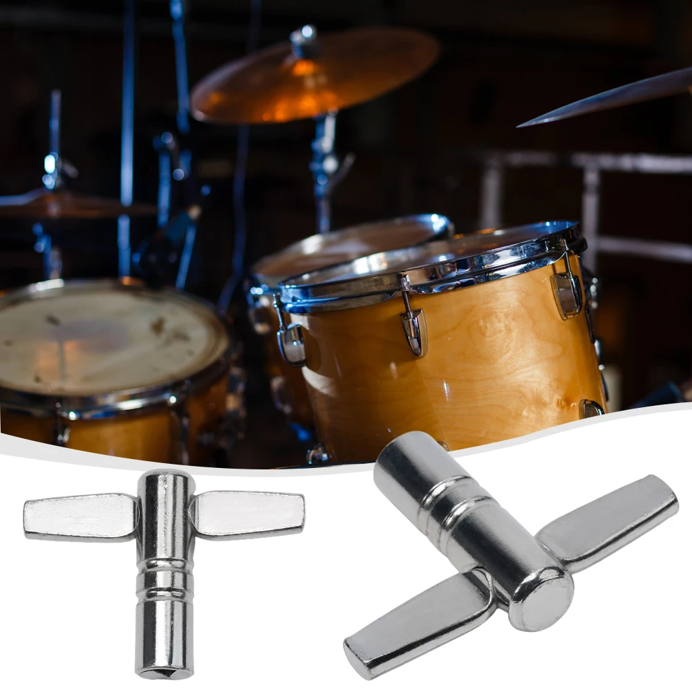 1pcs Drum Tuning Parts Drum Key Standard Square 5.5mm Silver Metal T-shaped 4 Square Hole Wrench Percussion Instrument Accessory