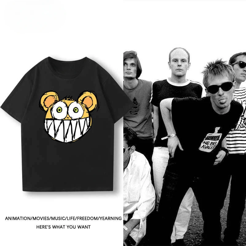 

Футболка Radiohead 2024, мужская европейско-американская уличная рок-группа, хлопковая футболка с коротким рукавом в стиле Bf, свободная модная уличная одежда с короткими рукавами
