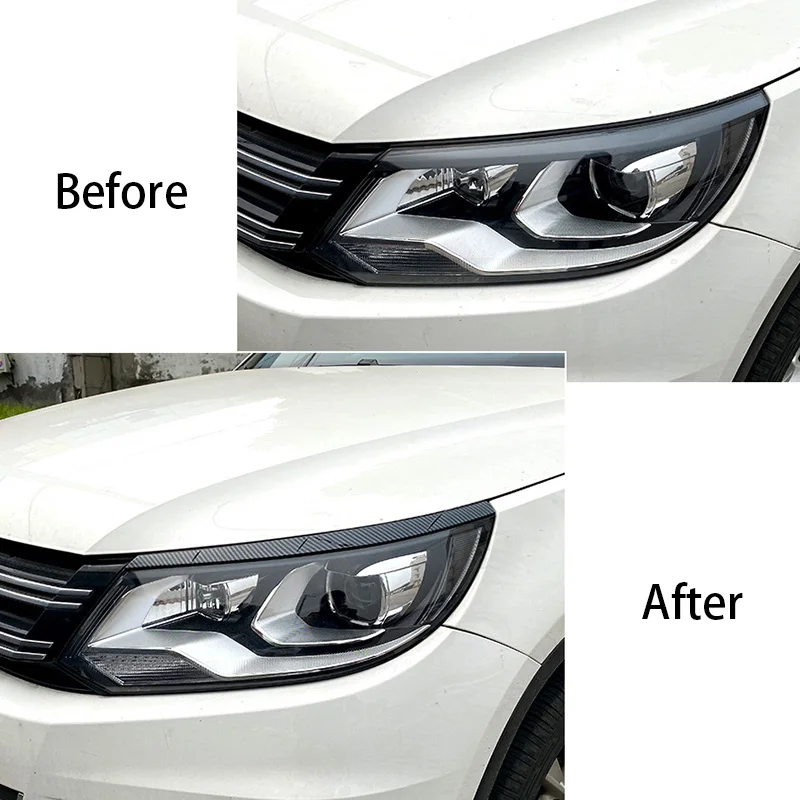 For Volkswagen VW Tiguan MK1 2011 2012 2013 2014 Car Front Headlight Lamp Eyebrow  Eyelid Trim Cover Exterior Modification