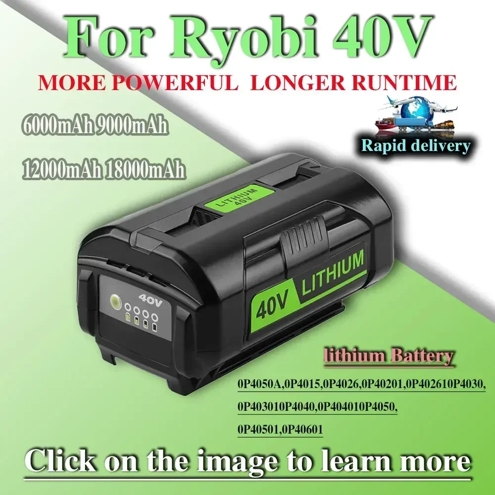 Batería de iones de litio de 12,0Ah y 40V para herramientas eléctricas inalámbricas serie Ryobi op4040 op4026 op4030 op4050 op4060a op40201 op40301
