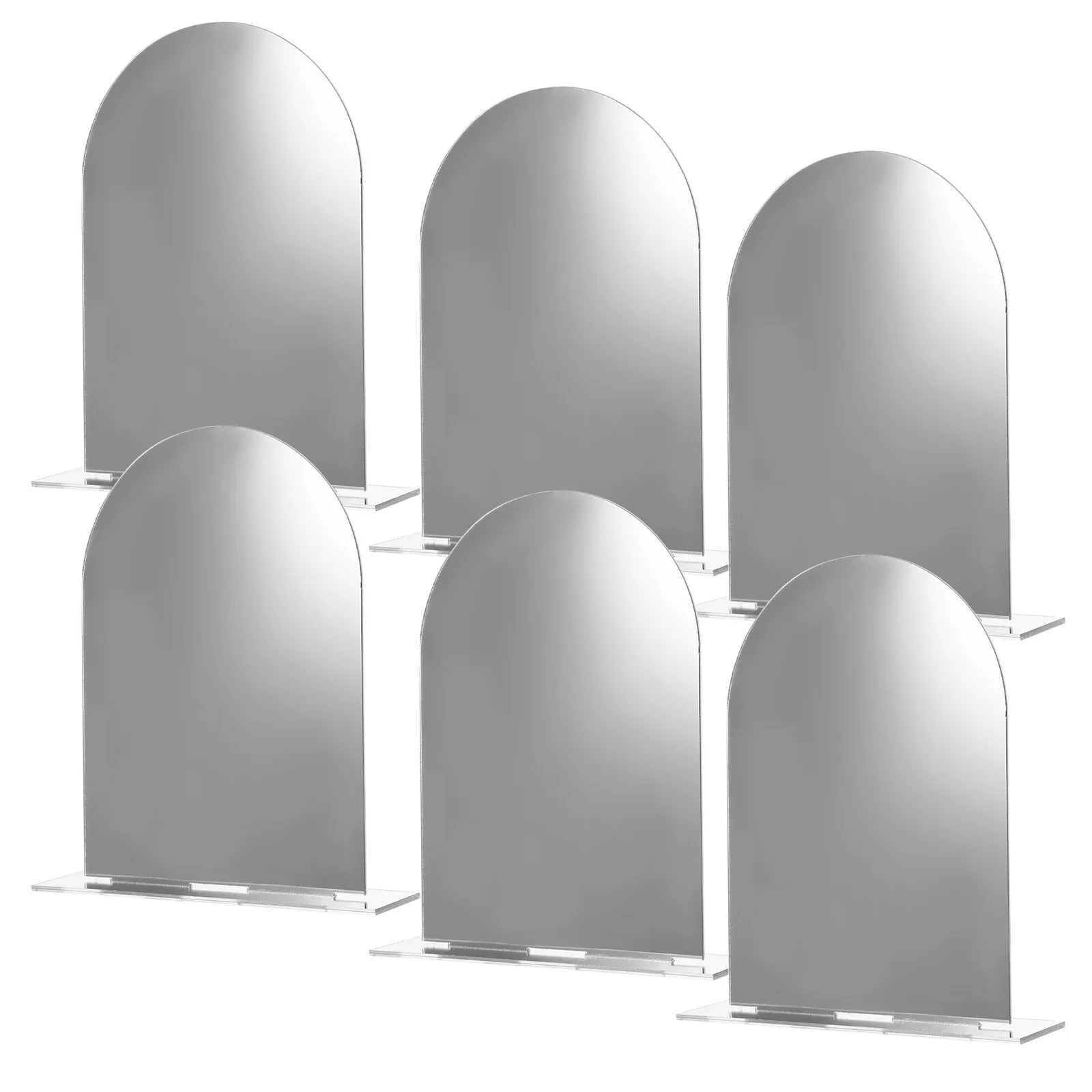 

6pcs Acrylic Table Signs Elegant Silver Wedding Party Banquet Hotel Decor Seat Number Cards Reusable Reserved Stand Blank