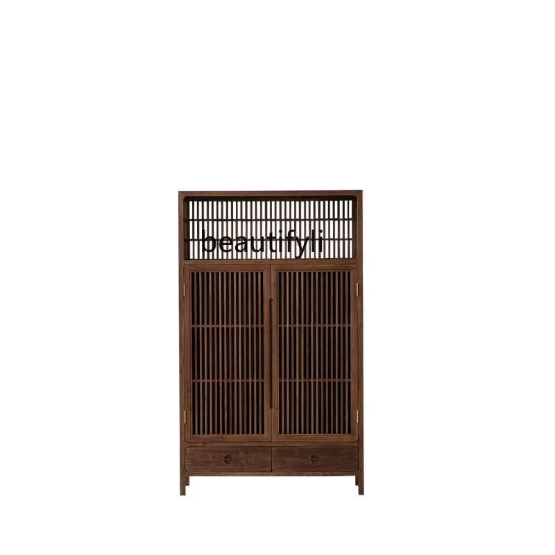 

New Chinese Style Solid Wood Sideboard Black Walnut Side Cabinet Display Cabinet Old Elm Storage Cabinet Storage Bookcase Home