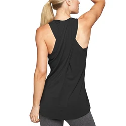 Women Yoga Tops Loose Thin Sports Vest Breathable Sleeveless T-shirt Gym Fitness Running Shirts Girls Sexy Hollow Out Tank Tops