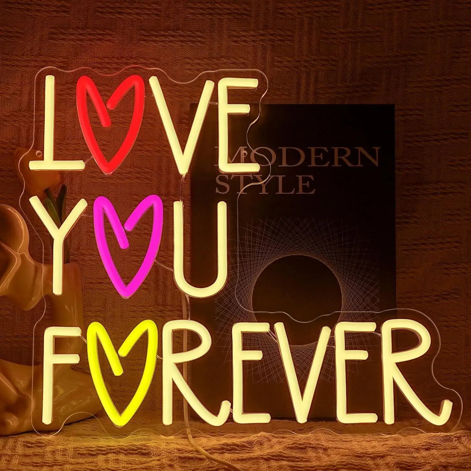 

Love You Forever Neon Sign Romantic Heart USB Dimmable LED Lights for Valentine's Day Wedding Girlfriend Engagement Party Decor