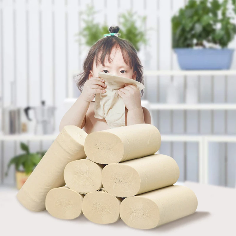 Rouleau de papier hygiénique en pâte de bambou, 10 rouleaux, pour la maison, la cuisine, la salle de bain