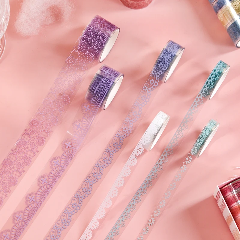 Contain Random Items, 5/20/60 Rolls, Pastel Lace PET Washi Tape Set, Sweet Floral & Lace Decorative Tape for Journal view 6