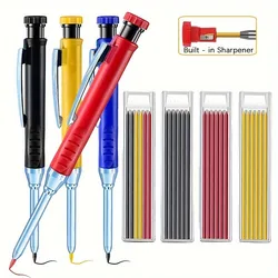 Solid Carpenter Mechanical Pencil For Woodworking Construction Long Head Carpenter Pencil With Sharpener Stationery Supplies