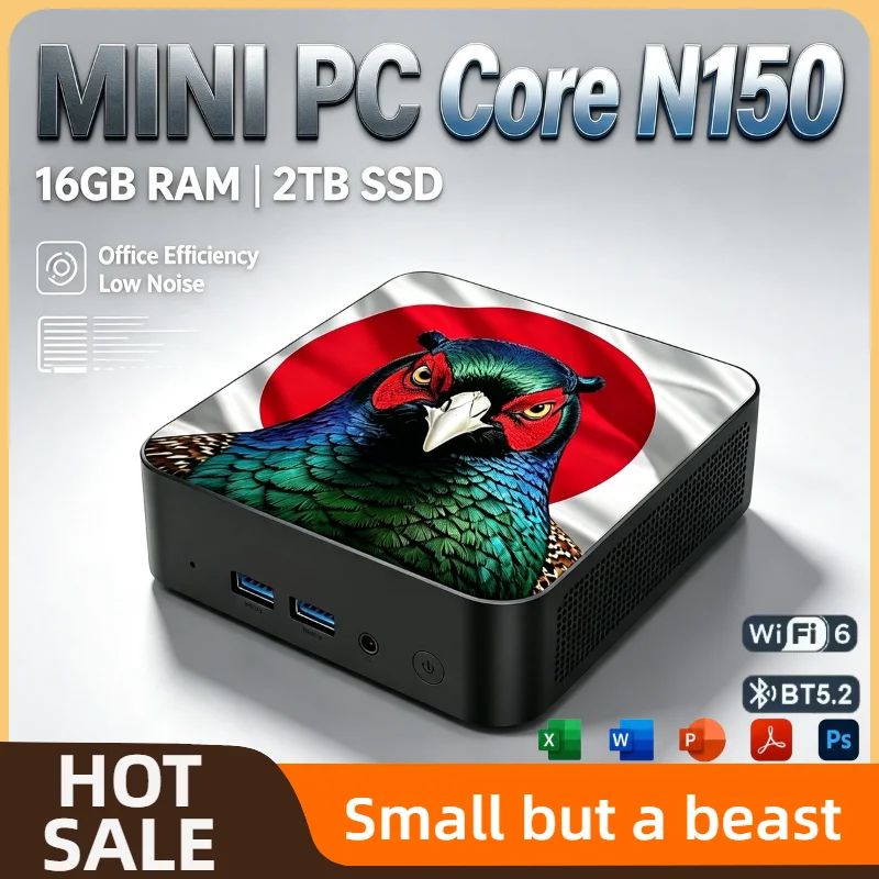 インテルn150コンパクトミニpc-16gb-ram-2tb-nvme-ssd-トリプル4kモニター-wifi6-高効率冷却-ホームオフィスミニコンピュータシステムコア