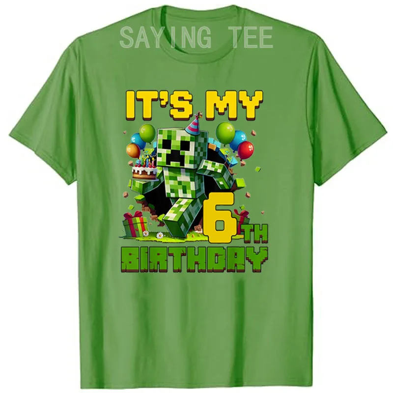 Funny Birthday Boy It's My 6th Birthday Video Game Pixel T-Shirt Level 6 Unclocked Awesome Saying Tee 6 Years Old Y2k Clothes