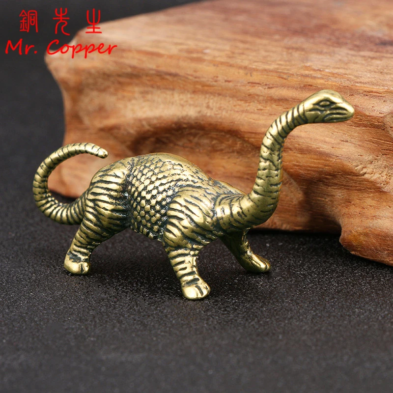 Brass Jurassic Dinosaur Small Statue Office Desktop Ornaments Tea Pet Crafts Animal Figurines Miniatures Children Toy Gift