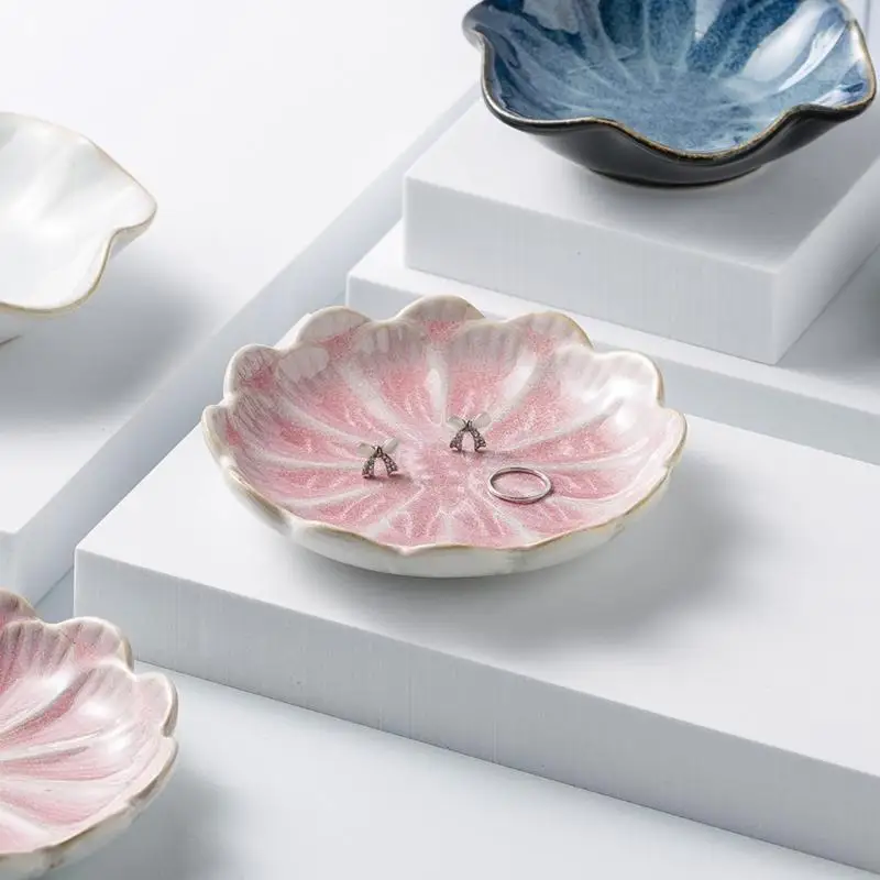Set of 6 Artistic Ceramic Sauce Bowls Colorful Appetizer Plate Microwave Safe Appetizer Dishes for Home Kitchens Use KXRE