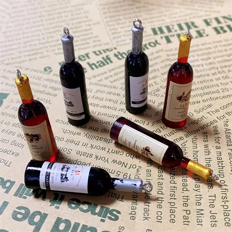 10pcs Resin Mini Wine Bottle Charms Tiny Liquor Bottle Pendants DIY for Keychain Earring Jewelry Making