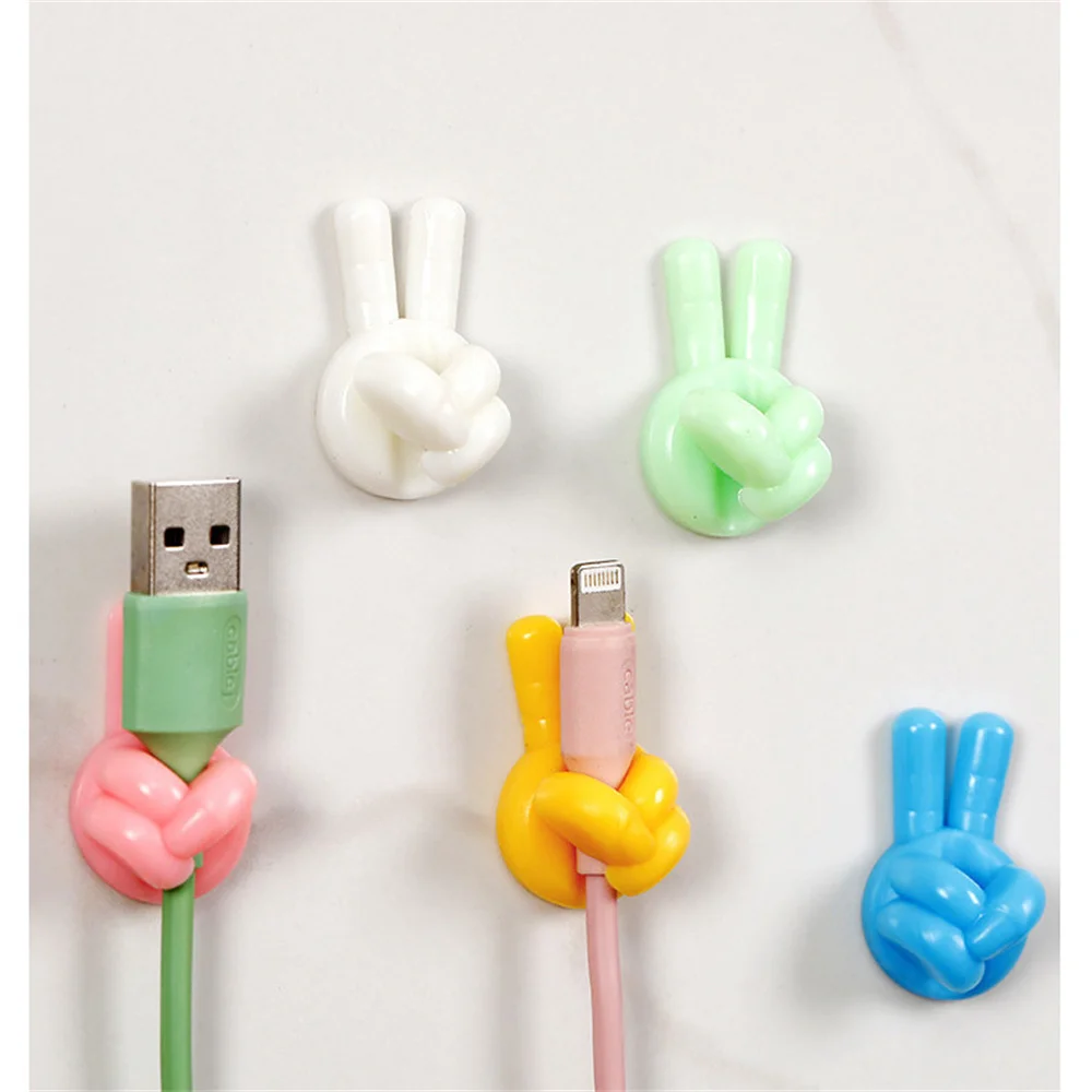 5 Stuks Siliconen Duimhaak Zelfklevende Muur Decor Sleutelhanger Handdoek Haken Data Kabel Clip Tandenborstel Houder Wire Desk Organizer