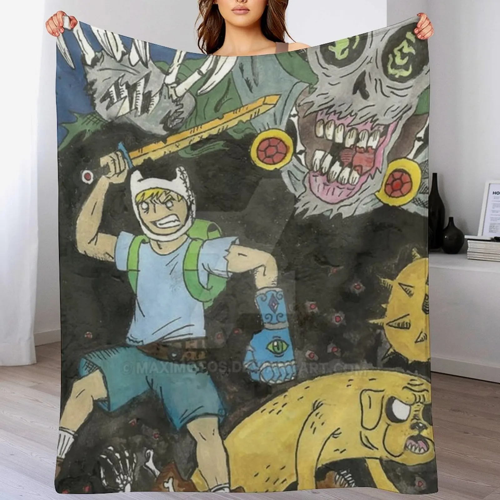 

adventure time -ART PRINT Throw Blanket manga wednesday Bed linens Soft Plush Plaid Blankets