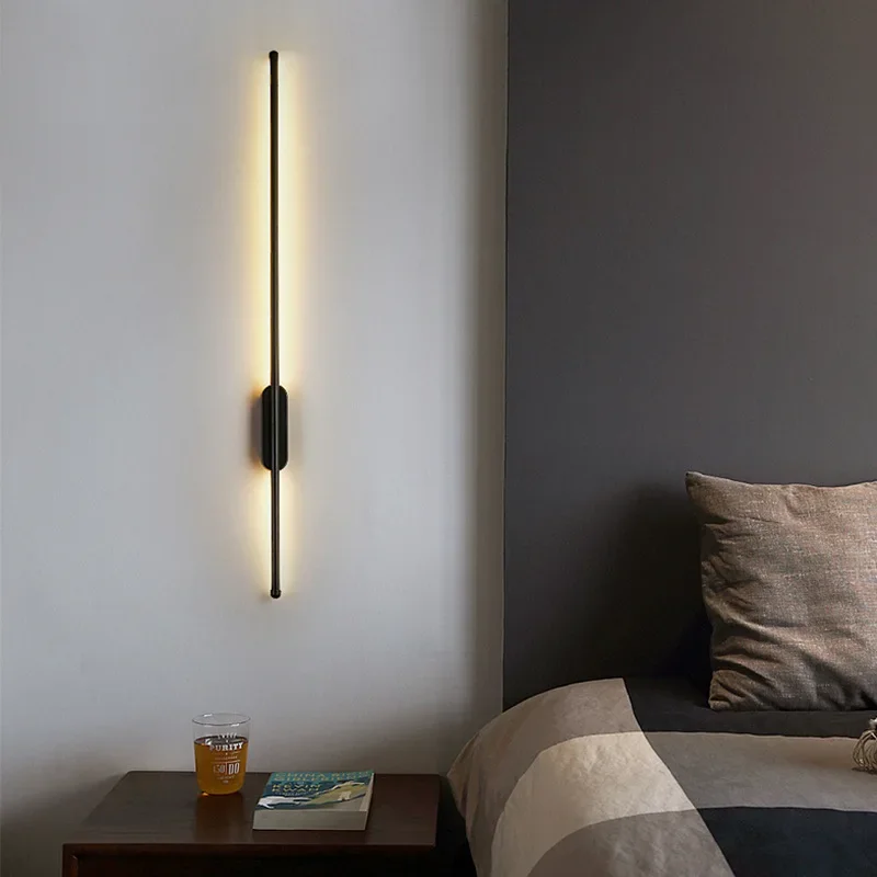 

Minimalist wall lamp Bedroom bed Creative LED long linear modern simple Nordic living entrance lighting