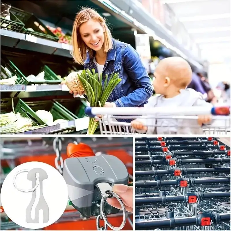 Reusable Stainless Steel Shopping Cart Token Trolley Token Keychain Supermarket Removable Release Key Coin Keyring Gift