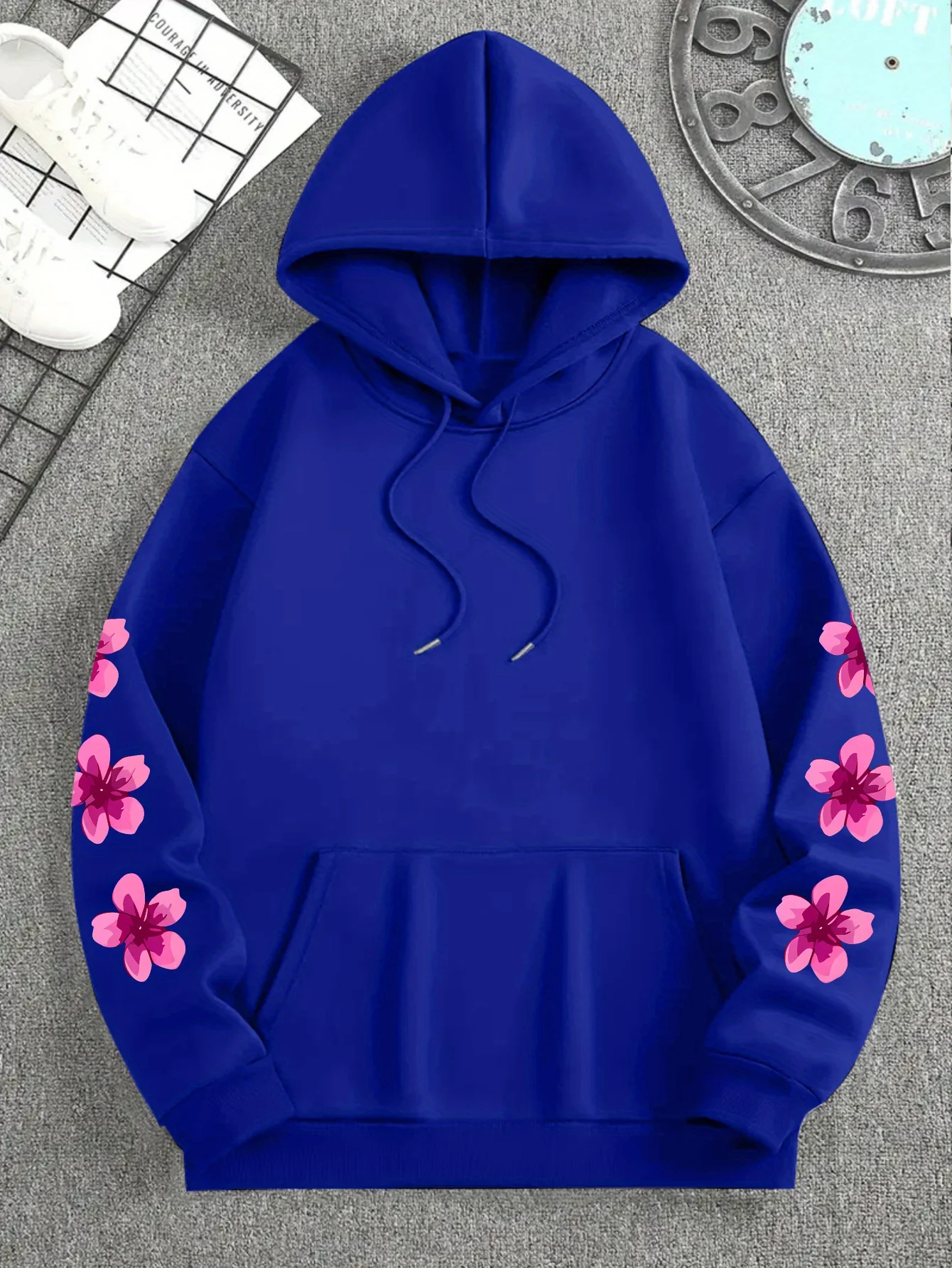 Herren Sport Hip-Hop Hoodie Rosa Blumen Schmetterling Hoffnung Buchstaben Grafik Rückendruck Streetwear Fleece Pullover Sweatshirt – Detail 13