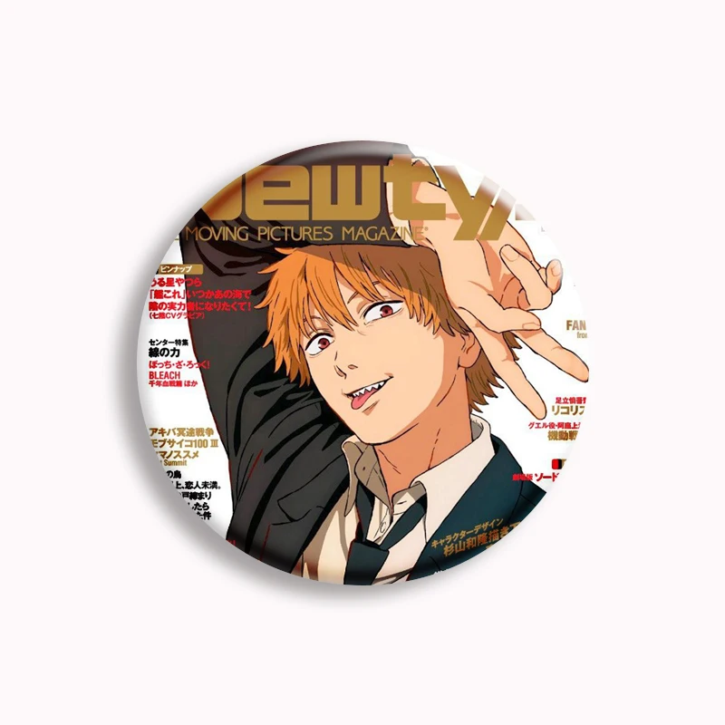 Okropna Anime kreskówka piła łańcuchowa męska przypinka Makima Power Denji JING KA Heroes broszka torba z odznaką dekoracja dla fanów prezent dla przyjaciół 58mm