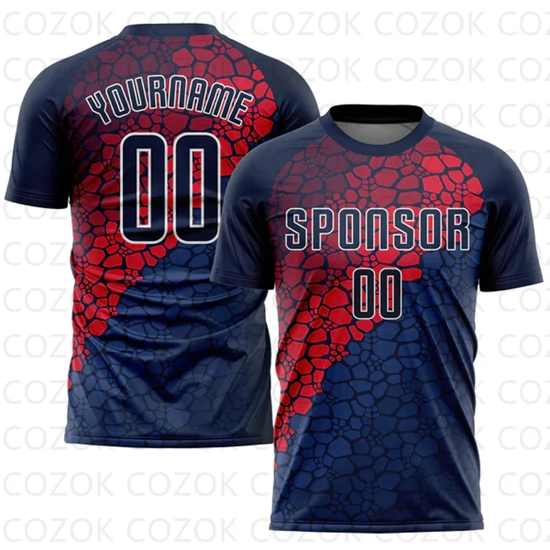 

Customized Red splice Football Jersey for Men Unisex Football Short Sleeves Athletic Tee Shirts