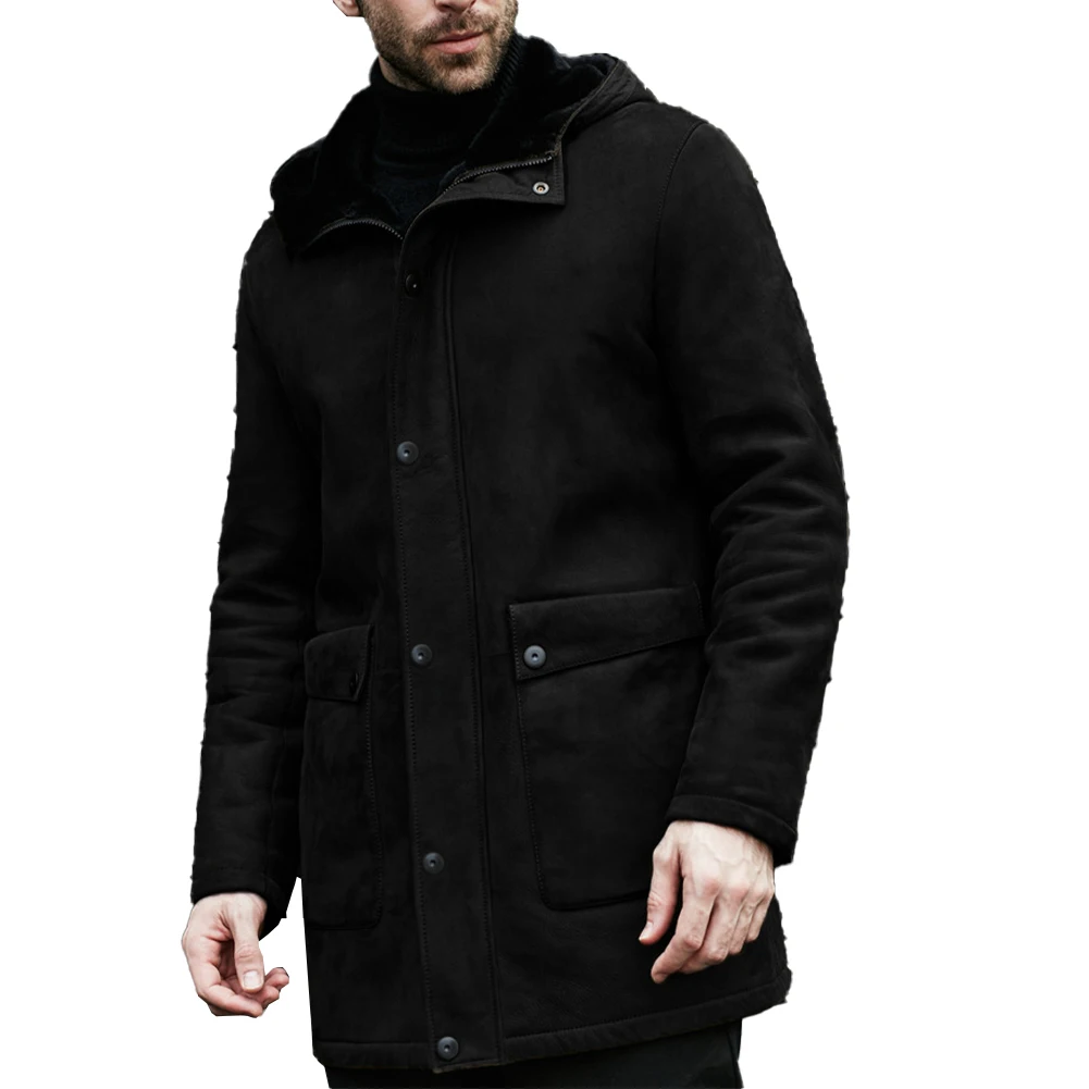 Thick Fleece Lined Coat Men Outwear Casual Warm Coat XL 2XL Fleece Lined Coat No Elasticity Fabric Polyester Material