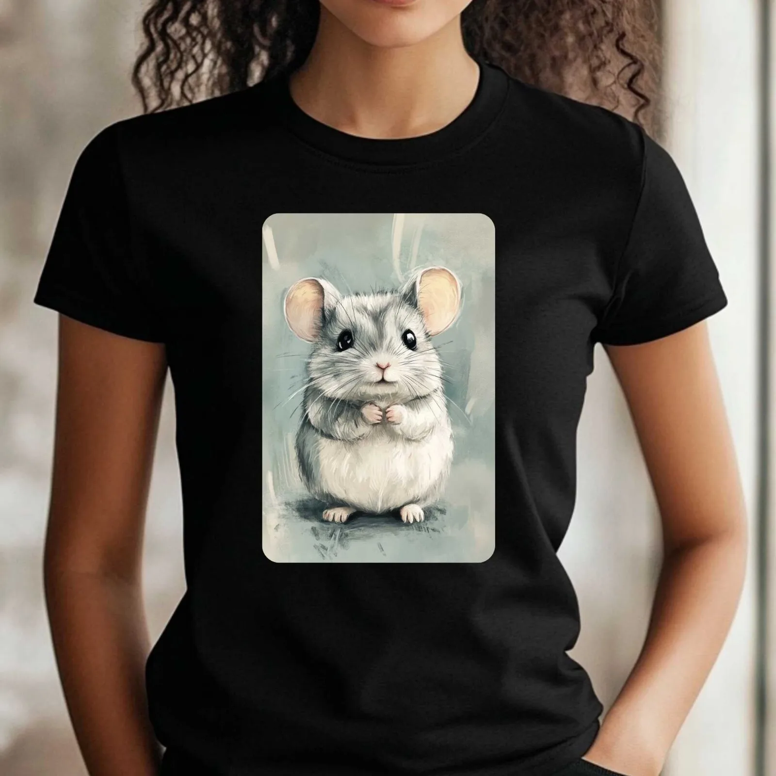 

Женская милая хлопковая футболка с принтом шиншиллы, размеры от S до 3XL