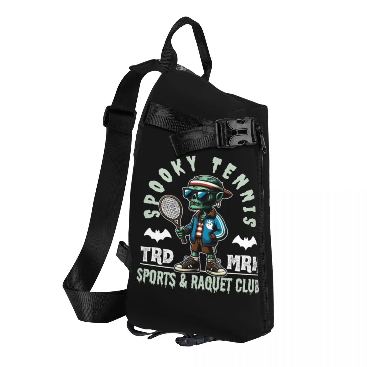 Spooky Tennis Sports And Raquet Club Chest Bag Men Sling Crossbody Backpack Chest Bag Traveling Hiking Daypack Shoulder Bag