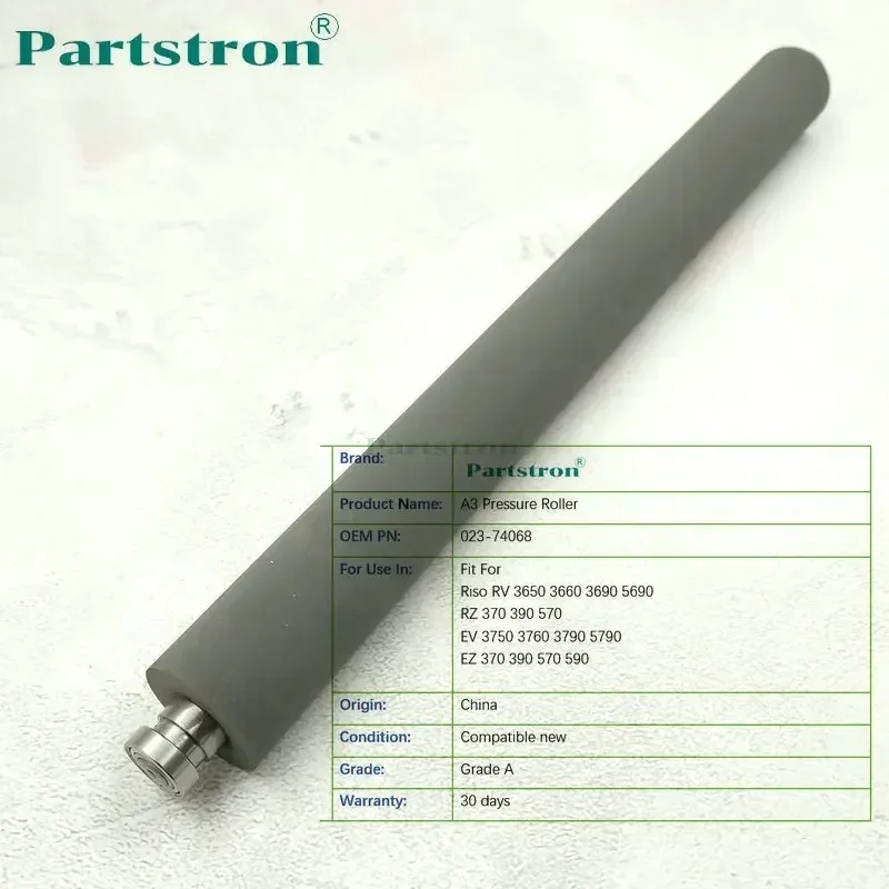 Partstron Classic RZ RV EZ EV A3 Pressure Roller  023-74068 Fit For Riso Duplicator Parts