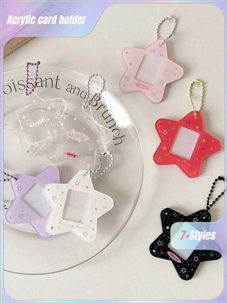 

Star Photocard Holder Cute Keychain Pendant 3 Inch Photo Card Holder Student Card Bag ID Card Case Photo Protective