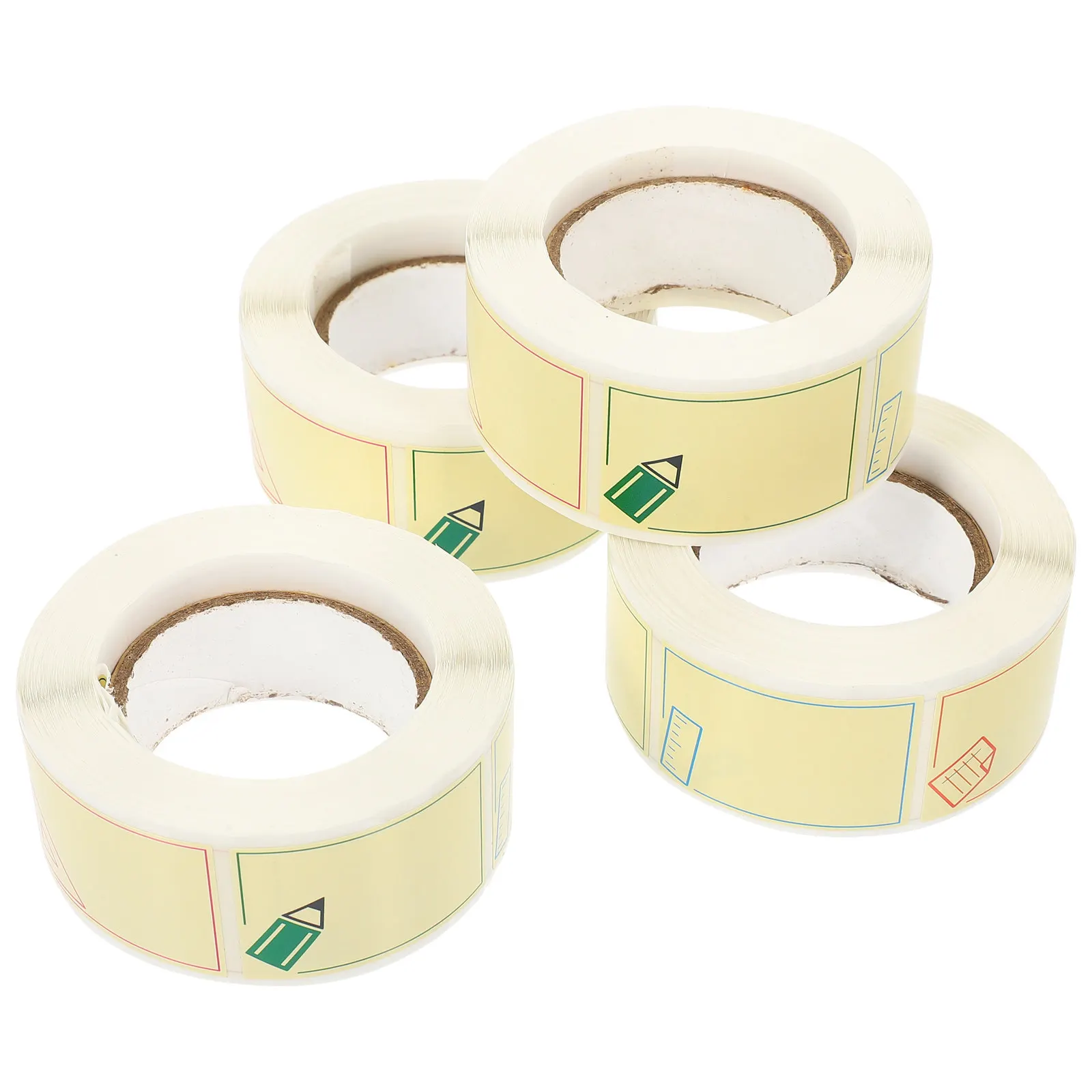 

4 Rolls Cartoon Name Sticker Sheets Blank Adhesive Labels for Kids Classroom Home Office Storage Seasoning Sorting DIY Writable