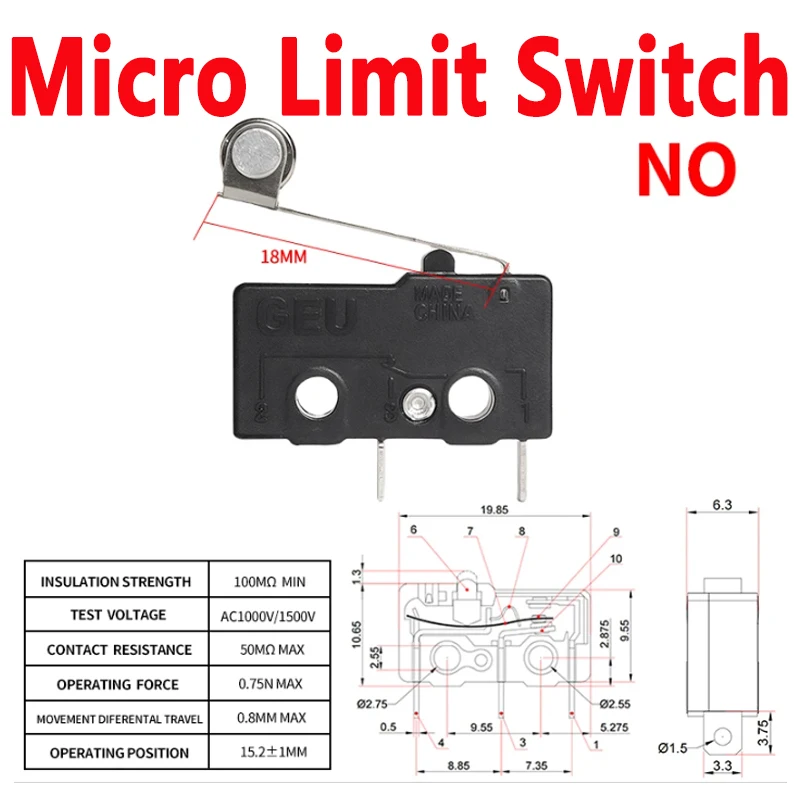 

10/50/100PCS Micro Limit Switch with Open/Close Function - Durable Snap Action for Home Appliances and Equipment