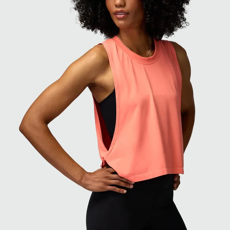 Women Sleeveless Yoga Tops Mesh Quick Dry Breathable Blouse Cover Up Gym Workout Cool T-Shirt Running Short Tank Crop Top