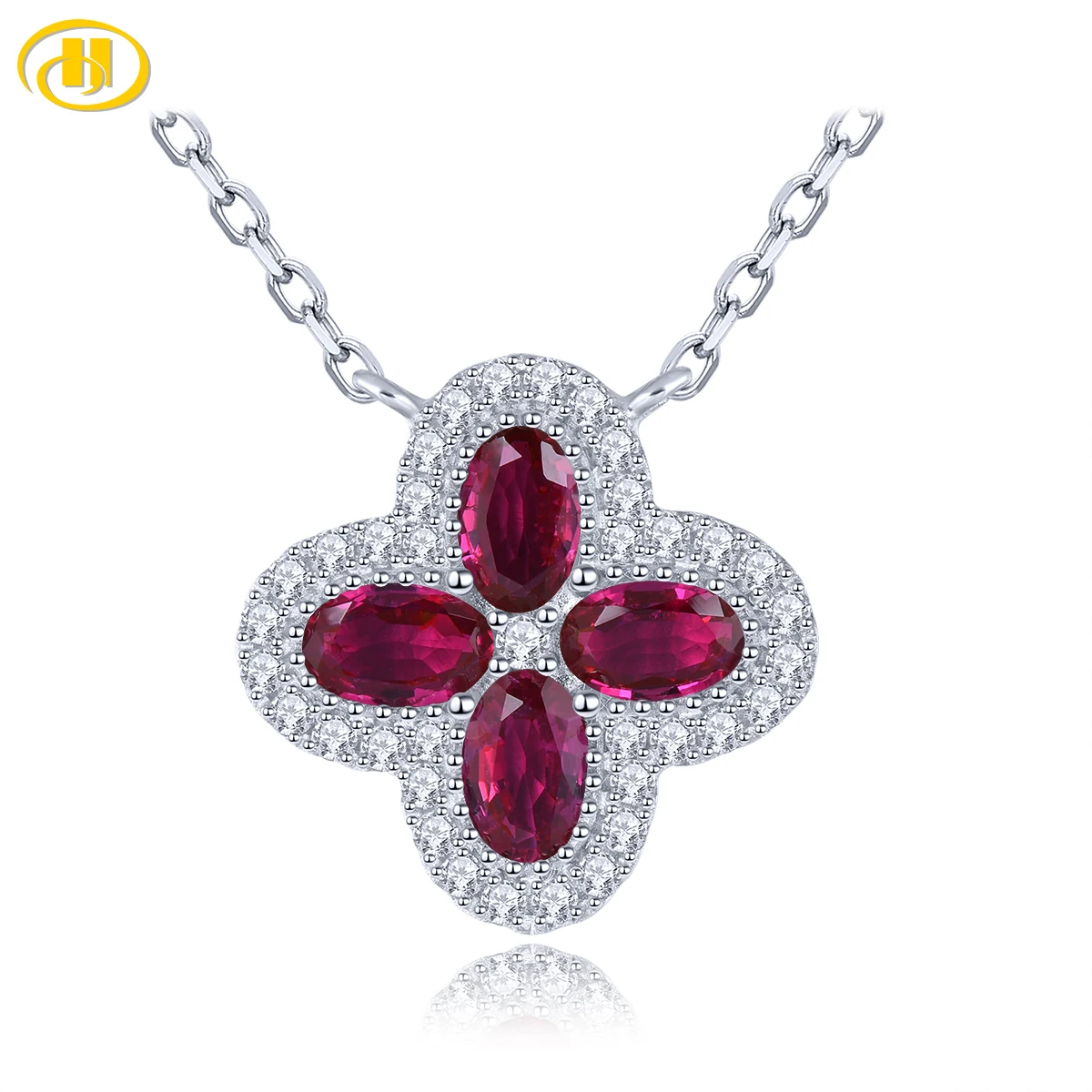 Natural Ruby Sterling Silver Rhodium Plated Pendant 0.9 Carats Genuine Precious Gemstone Romantic Elegant Gorgerours Treasure