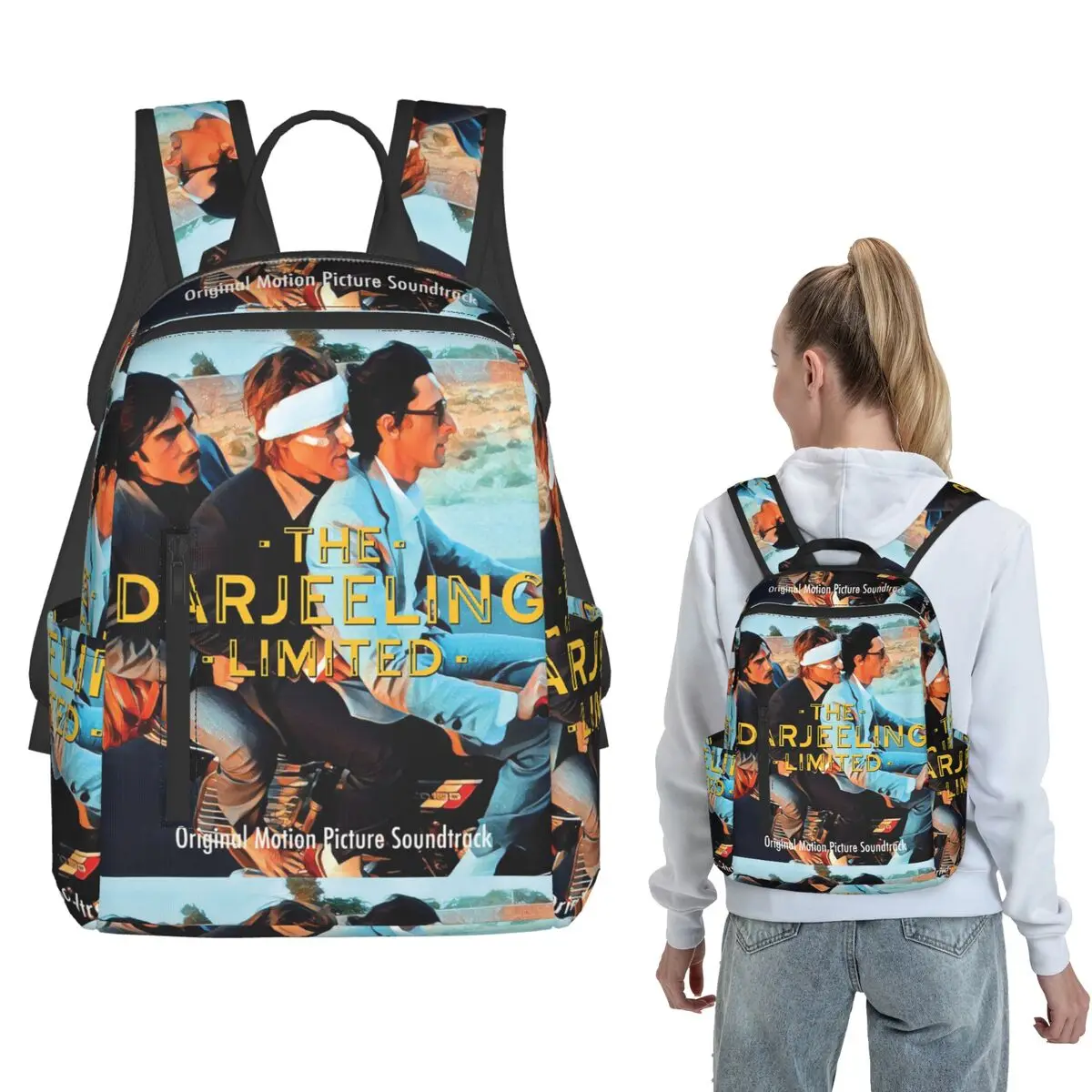 Wes Anderson - THE DARJEELING LIMITED Album Cover Backpack Daypack Boys Girls BookBag School Bag Shoulder Bags for Men Women