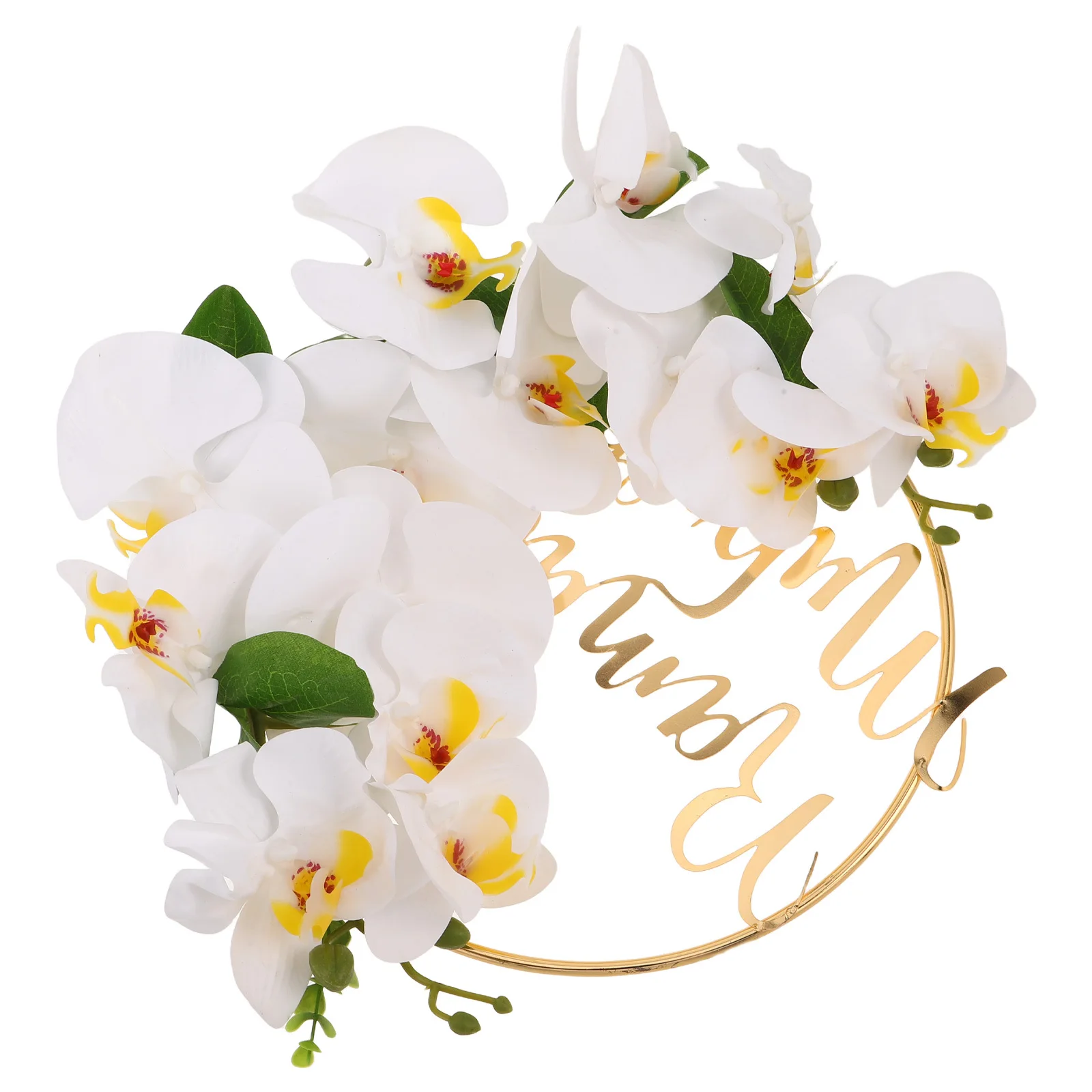 

Eid Mubarak Floral Wreath Handmade White Rose Hoop Door Decoration for Front Door Ramadan Party Eid Decor Opening Festival