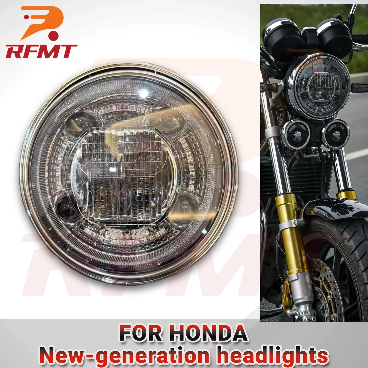 

Светодиодная фара нового поколения для Honda CB400/CB1300/CB1100Rs/CB1100EX 2022-2025 — дневные ходовые огни высокой мощности