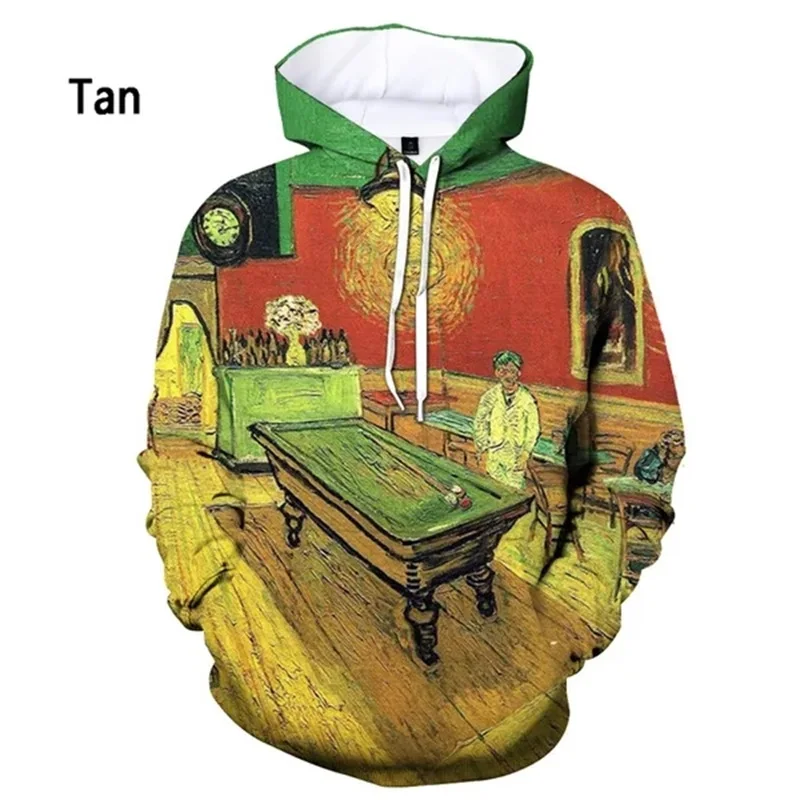 3D Printed Van Gogh Art Oil Painting Graphic Hoodie For Men Women Casual Loose Oversized Pullover Sweatshirt Mens Felpa Uomo